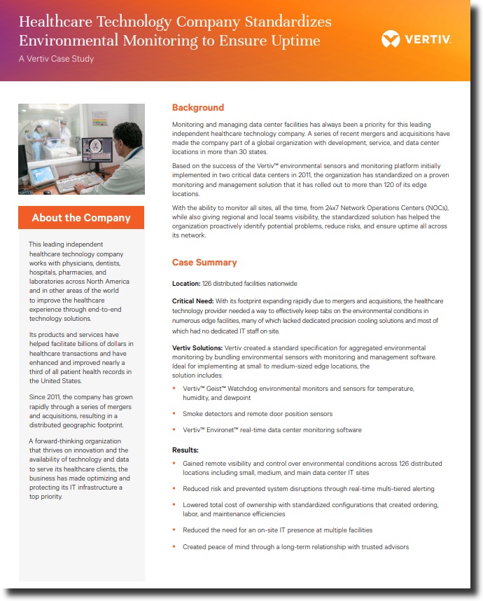 Healthcare Tech Company Standardizes Monitoring to Ensure Uptime at 126 Sites 