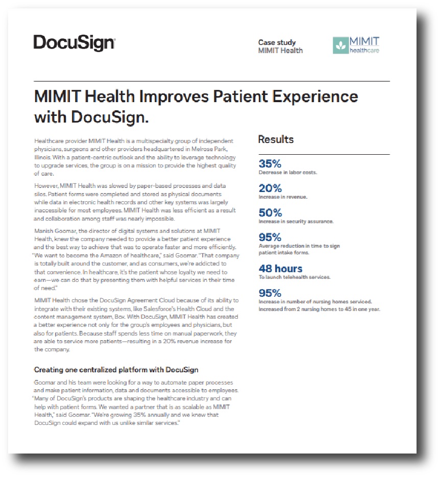 MIMIT health improves patient experience with DocuSign 