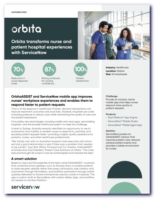 Orbita transforms nurse and patient hospital experiences with ServiceNow 