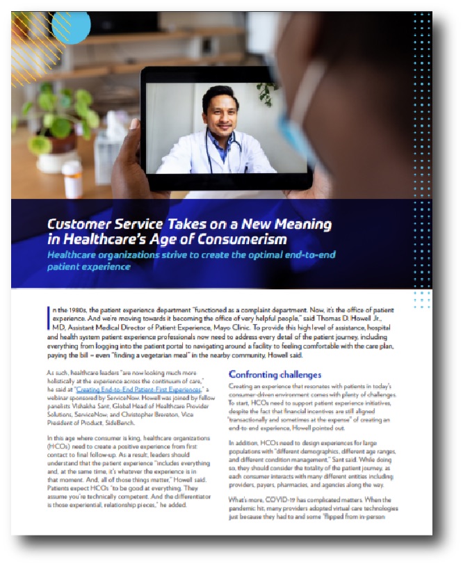 Customer service takes on a new meaning in healthcare’s age of consumerism 