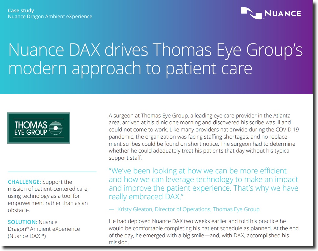 Nuance DAX drives Thomas Eye Group’s modern approach to patient care 