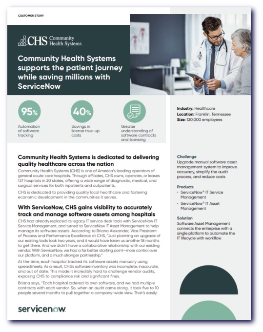 Community health systems supports the patient journey while saving millions with ServiceNow 