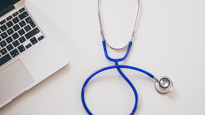 Laptop and stethoscope
