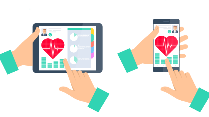 A tablet and a smartphone display a health app