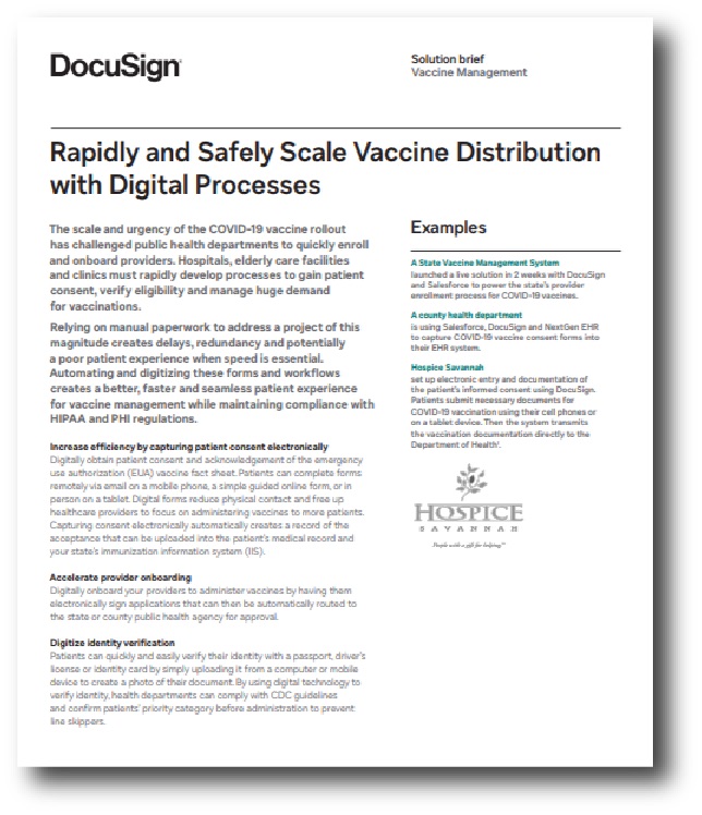 Rapidly and safely scale vaccine distribution with digital processes 