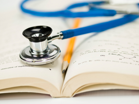 stethoscope on books