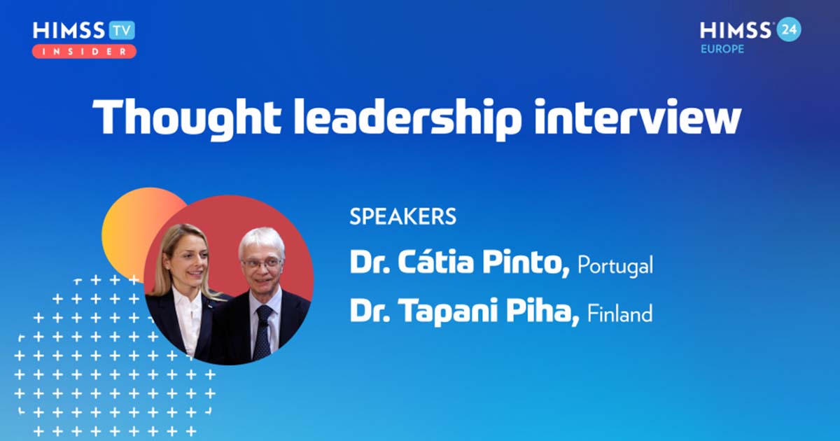 Dr. Tapani Piha and Dr. Cátia Pinto at Digital Health Advisory Group for Europe_HIMSS24 Europe