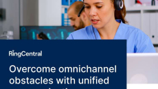 Healthcare worker wearing phone headset