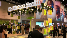 IBM Watson Health logo at a trade show