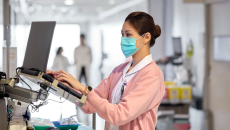 A clinician using an EHR