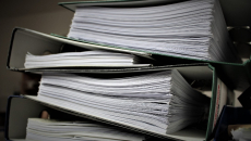 A stack of binders