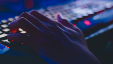 Hand on keyboard