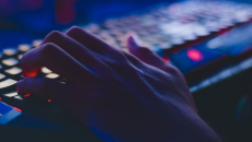 Hand on keyboard