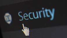A cursor hovering over a "security" text on a screen