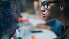 A computer programmer coding