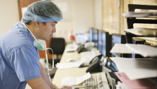 Doctor working on a computer