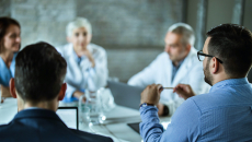 Serious decision makers in a meeting
