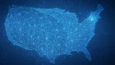 map of U.S. with end points in data exchange