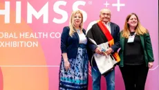 From left: Brenda Hood, with HealtHIE Nevada (HIE) and the Nevada HIMSS Tribal Liaison for the HIMSS Native American and Indigenous Community; Wallace Coffey, former chairman of the Comanche Nation; and Krystal Schramm, Michigan HIMSS Tribal Liaison and vice chair of the HIMSS Native American and Indigenous Community, attend the HIMSS25 Native American Symposium at the annual HIMSS Global Health Conference & Exhibition.