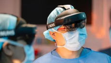 NUHS Assistant Group CTO Dr Gao Yujia wearing the HoloLens