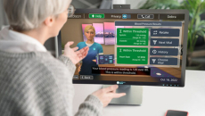 Person interacts with animated figure appearing on a screen