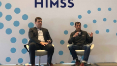 Brian Scarpelli, left, executive director of Connected Health Initiative and Robert Jarrin, strategic advisor for ResMed, presented "The Future of Digital Health Coding and Payment" at HIMSS23.
