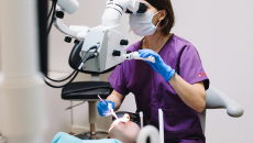 Dentist cares for patient