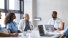 Healthcare workers in a meeting