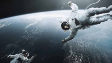 Astronauts above the earth