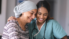 A cancer patient and a nurse
