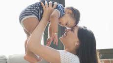 Parent holding child