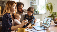 Family meeting with doctor via video call