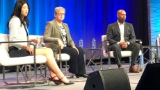From left, Yenli Wong, associate partner McKinsey &amp; Co., Mary Clancy, chief digital officer at Premier Health, and Albert Marinez, chief analytics officer at Intermountain Healthcare, discuss the digital role in solving workforce challenges.