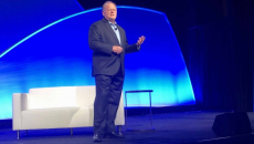 HIMSS President and CEO Hal Wolf addresses leaders Monday during the HIMSS23 Executive Summit in Chicago.