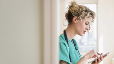 Nurse using a tablet