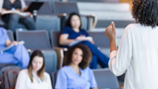 Nursing students attending a lecture