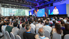 Minister Ong Ye Kung speaking at the inaugural Synapxe AI conference