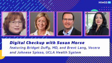 Vocera CEO Brent D. Lang and CMO Dr. Bridget Duffy and UCLA Hospital System CEO Johnese Spisso