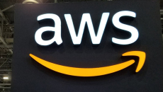 AWS sign at HIMSS global conference