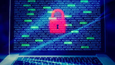 A graphic of a lock displayed on a laptop screen