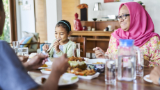 Family eating dinner