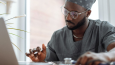 Doctor working on a computer