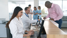 Patient checking in for a doctor's appointment