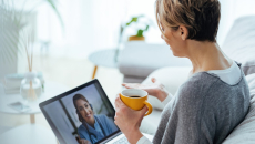 A telehealth visit via laptop