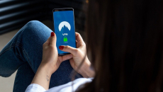 Phone with a VPN logo on screen