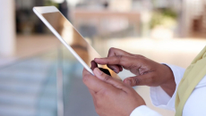 Person using a healthcare digital therapeutic app on a tablet