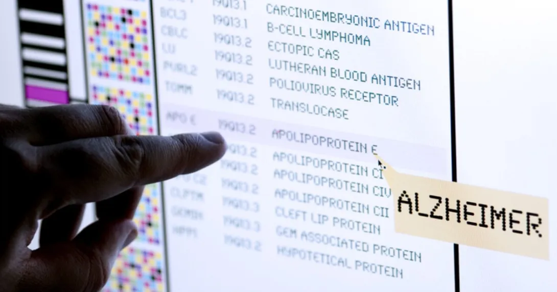 Finger points to a drug name on a list on a screen