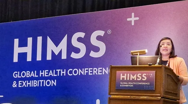 Kimberly Blackhorse, tribal health data specialist, Office of Health Equity, Colorado Department of Public Health and Environment, speaks Monday at HIMSS25 in Las Vegas. Kimberly Blackhorse, tribal health data specialist, Office of Health Equity, Colorado Department of Public Health and Environment, speaks Monday at HIMSS25 in Las Vegas.