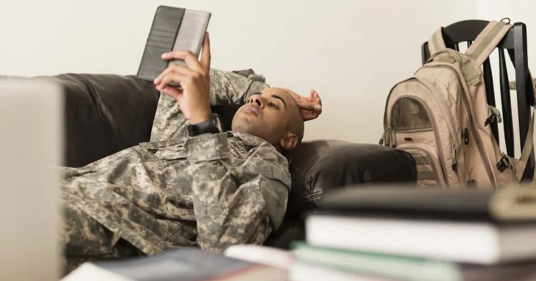 Soldier using a tablet Soldier using a tablet