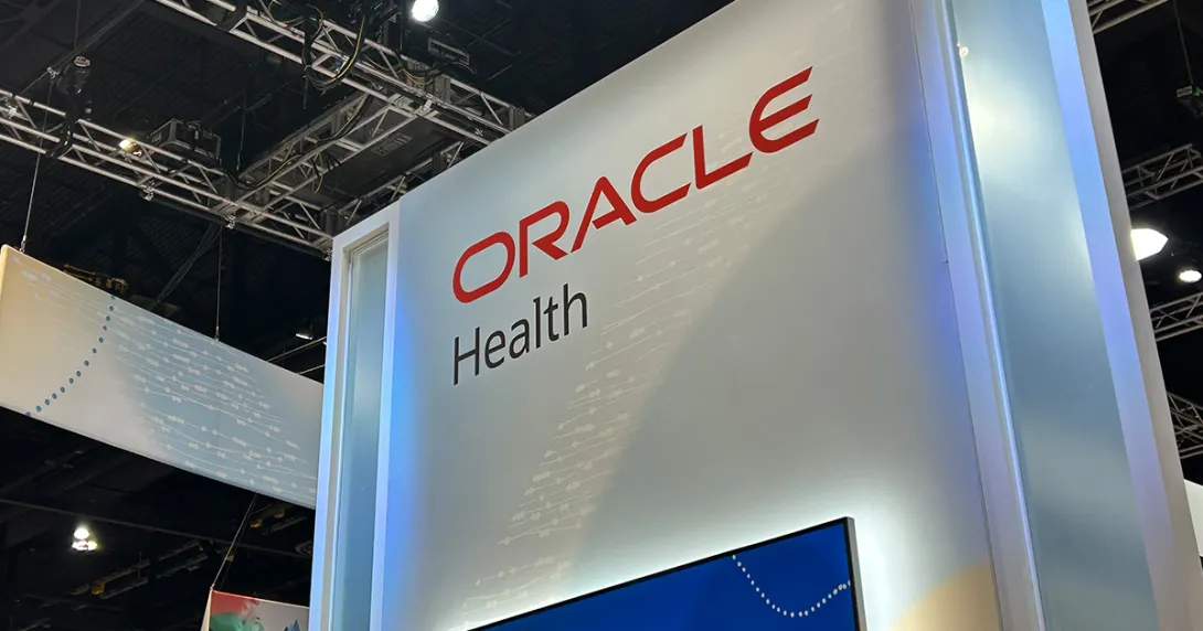 Oracle Health booth at HIMSS conference
